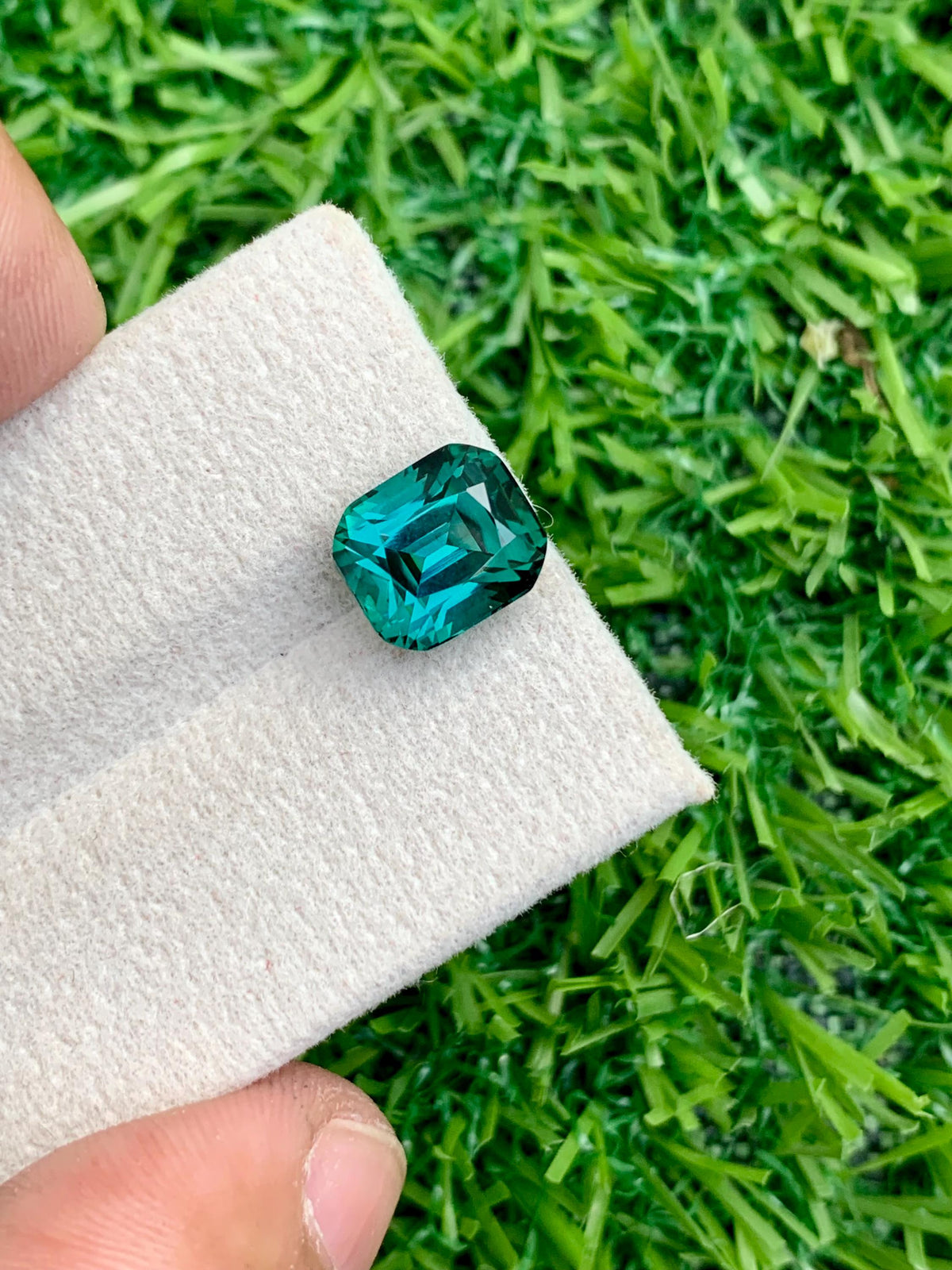 3.75 CT Lagoon Tourmaline Gemstone: Cushion Cut, VVS Clarity
