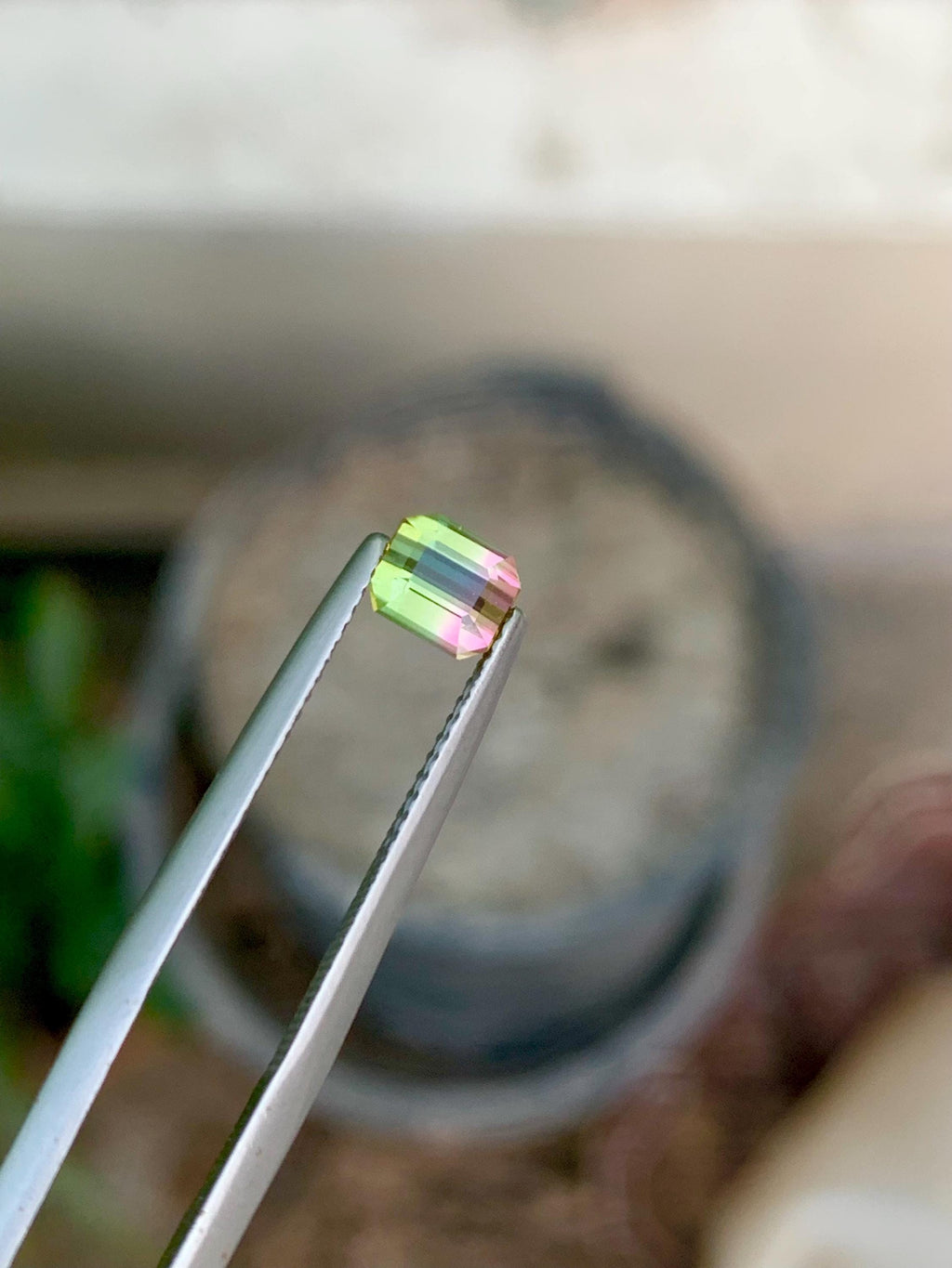 Watermelon Tourmaline Gemstone: Faceted Bi-Color Oval, 0.85 CT