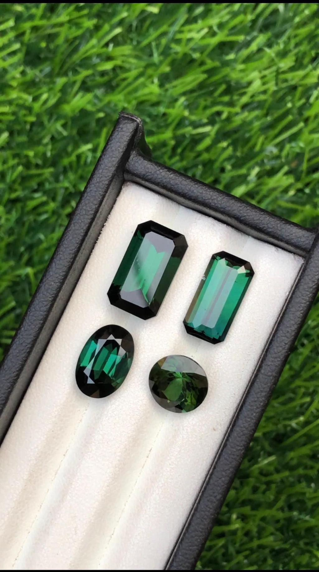Moss Green Tourmaline Gemstone Lot: Mixed Cut, 20.5 Carats (4 Pieces)