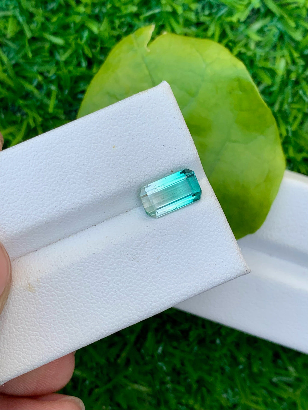 Bi-Color Tourmaline Gemstone: Emerald Cut, Blue/Green, Afghanistan (8.5x4x3 MM)