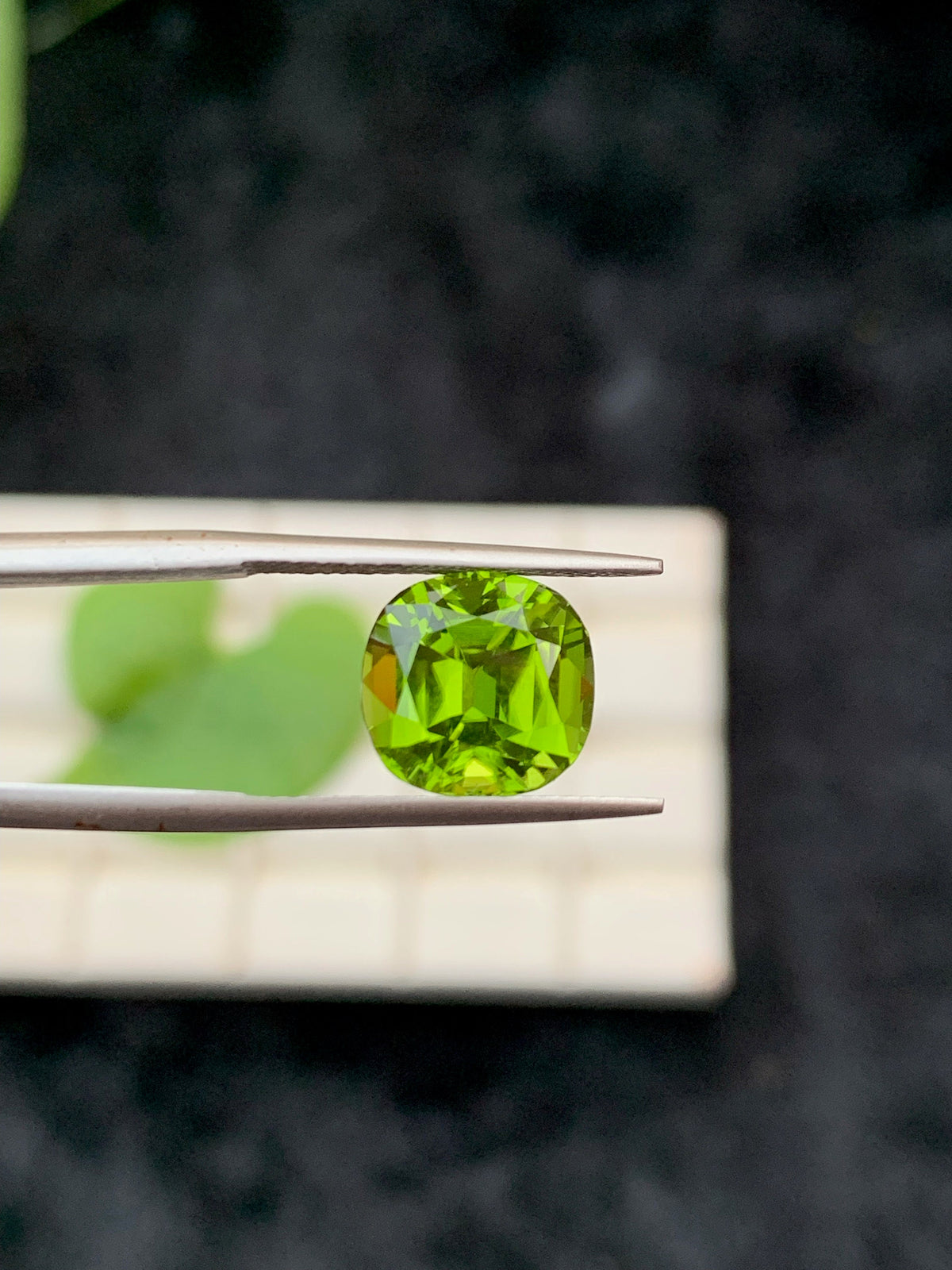 Lime Green Peridot Gemstone: 5 CT Cushion Cut, August Birthstone