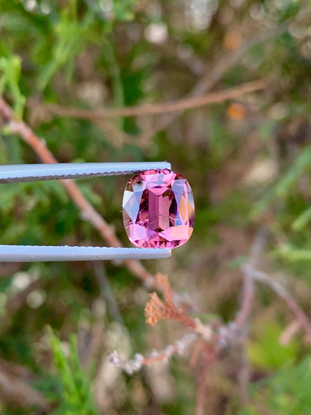 Faceted Pink Tourmaline Gemstone: Loose Cushion Cut, 3.30 CT