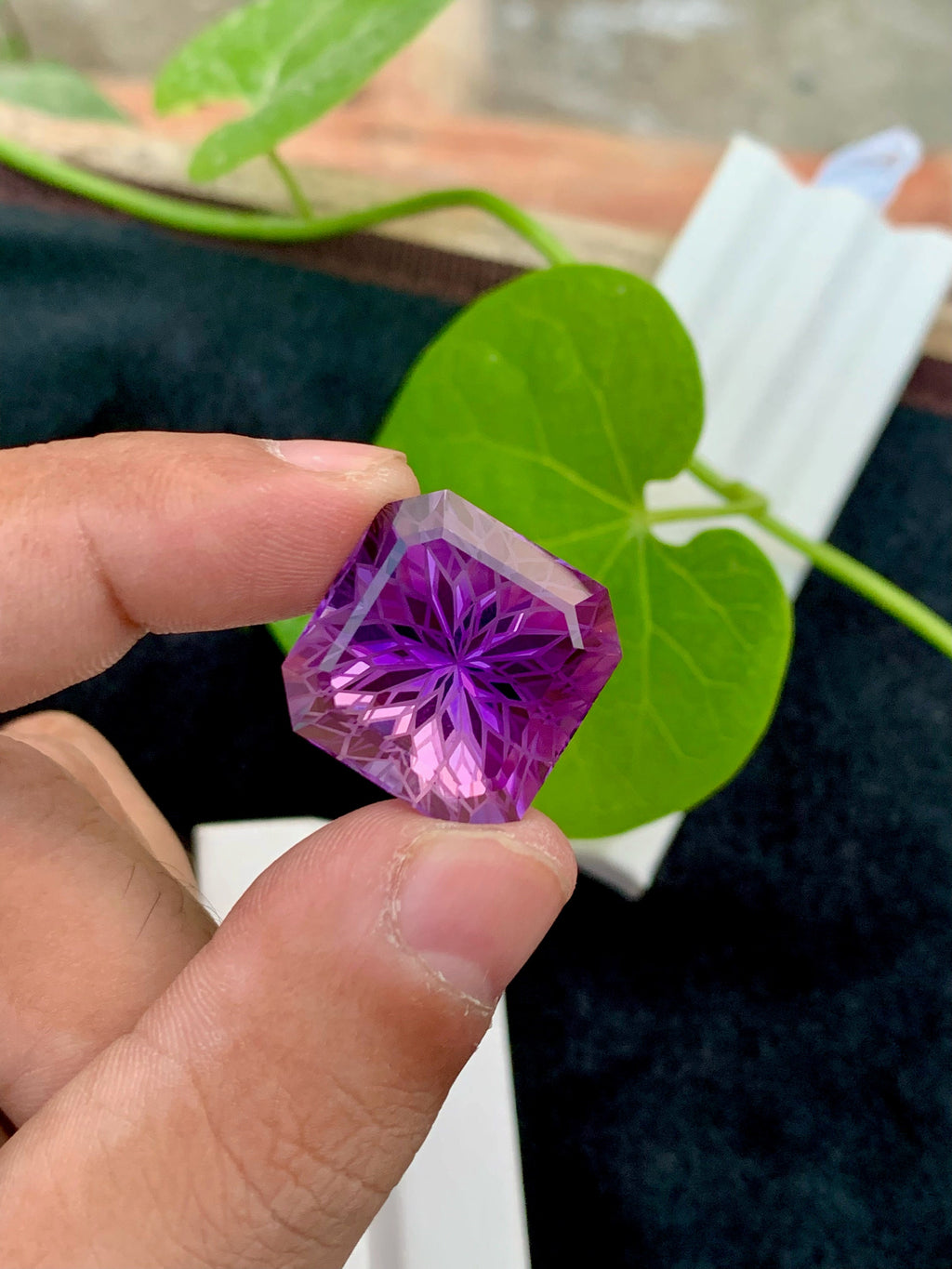 Square Precision Flower Cut Amethyst Loose Gemstone - 35.95 Carats