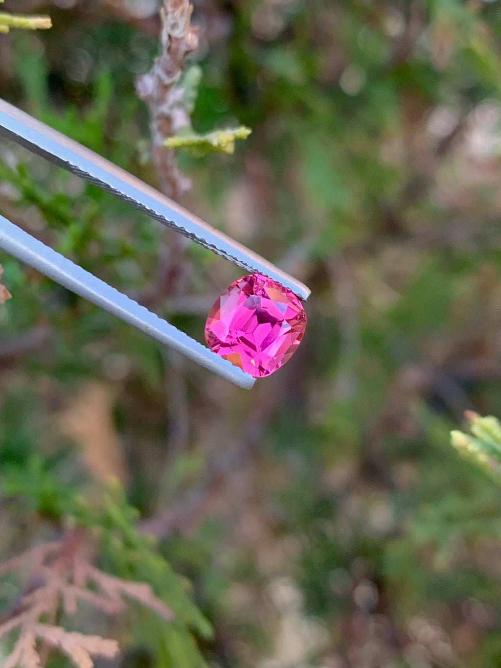 Deep Pink Tourmaline Gemstone: 1.55 CT Cushion Cut Stone
