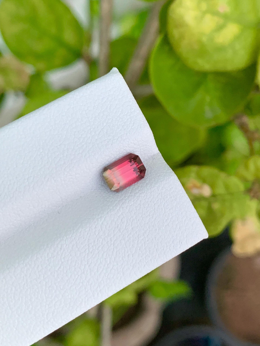Emerald-Cut Bi-Color Tourmaline Gemstone: Pink Jewelry Stone, 1.15 CT