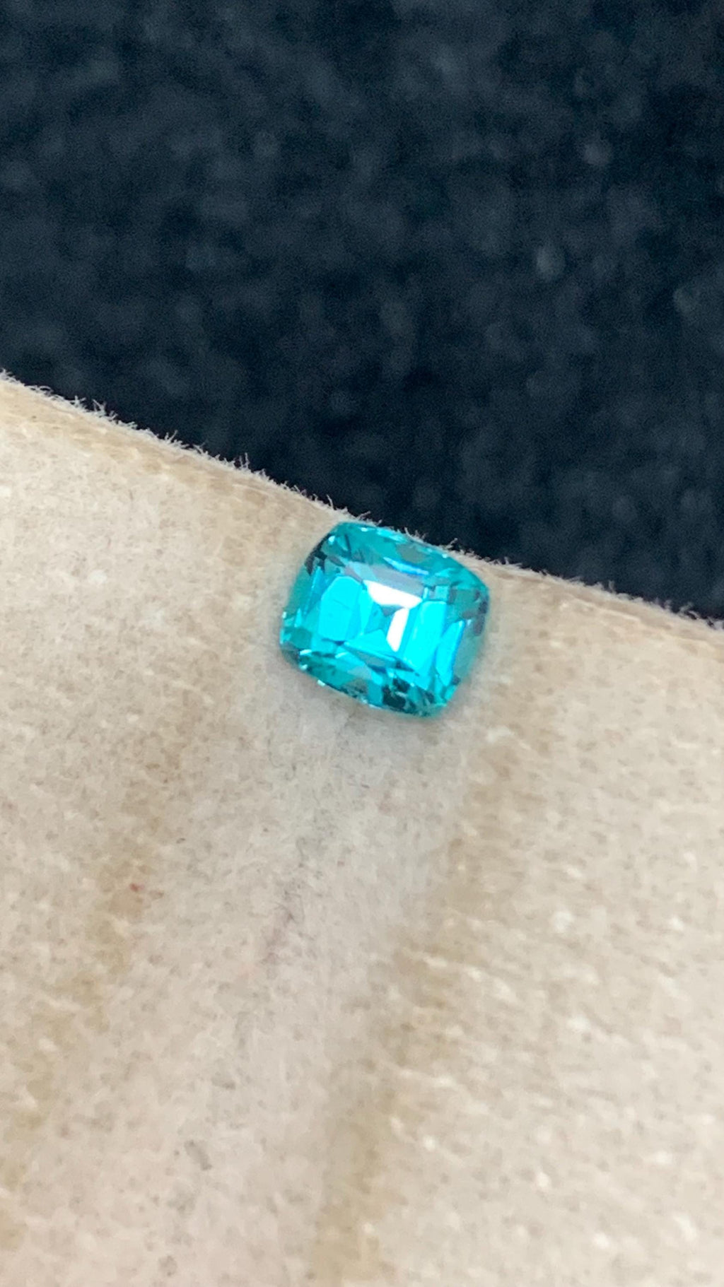 Neon Blue Tourmaline Stone: 0.65 CT Cushion Cut Gemstone