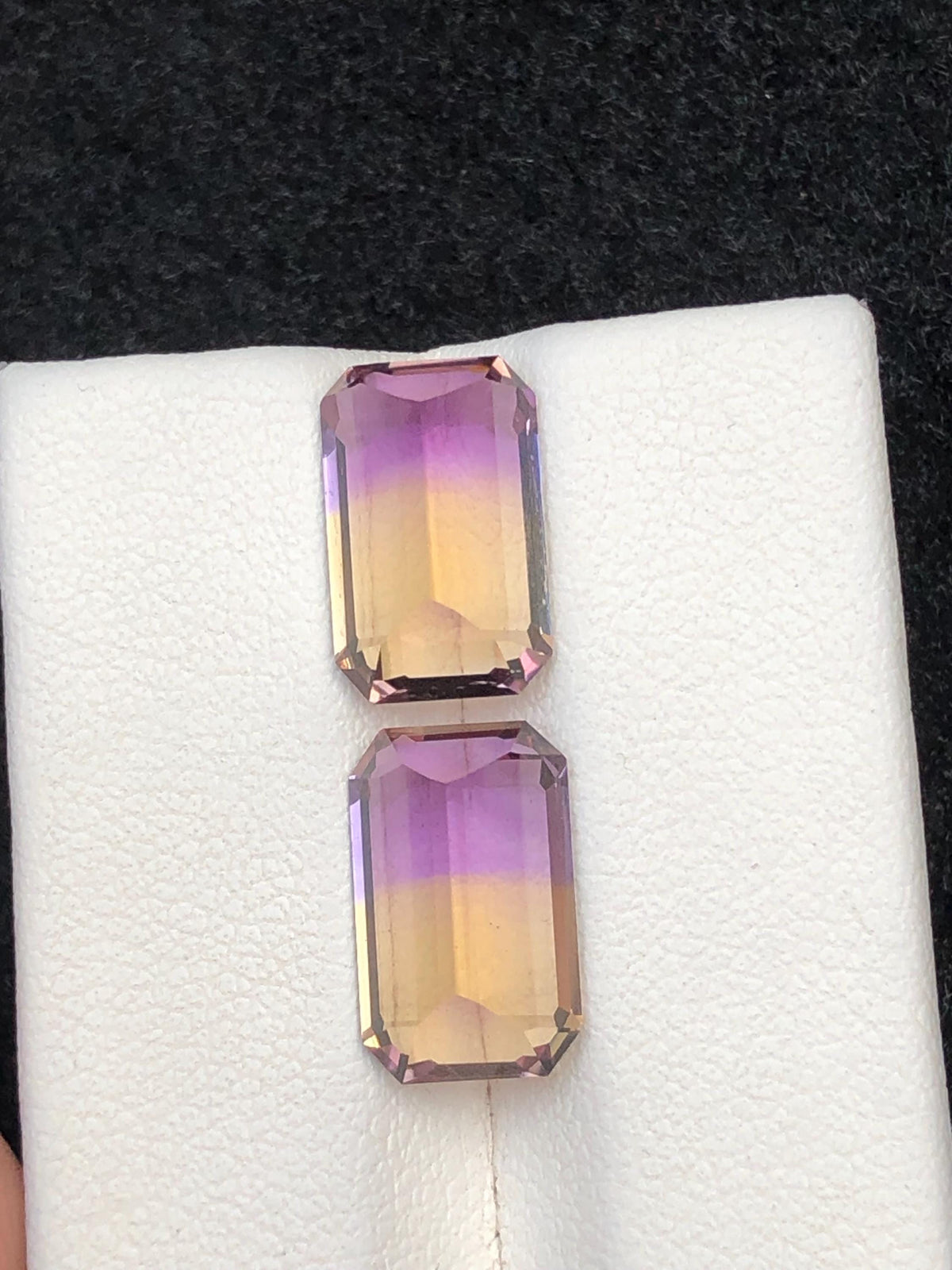 Ametrine 9.30ct - Emerald Cut Bi Color Pair - Brazil