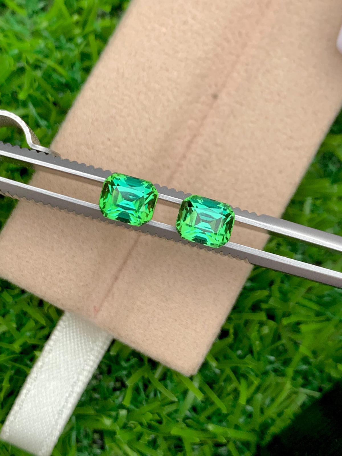 Blue Green Tourmaline Stone Pair: Cushion Cut October Birthstone, 2.45 CT