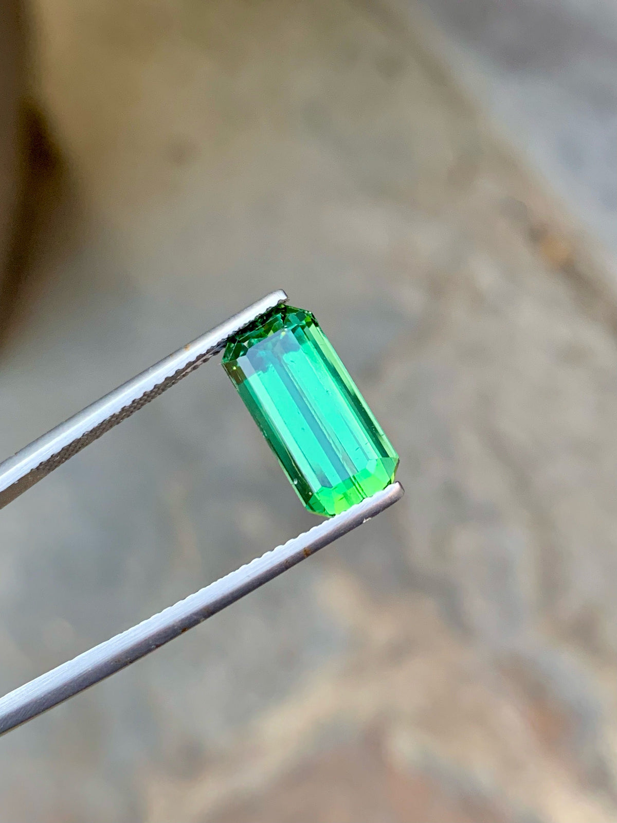 Bluish Green Tourmaline Gemstone: Emerald Cut, 5.10 CT Loose Elbaite Stone