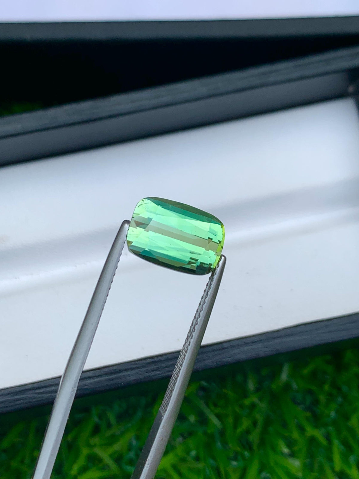 Lime Green Tourmaline Gemstone: 4.95 CT Faceted Cushion Cut