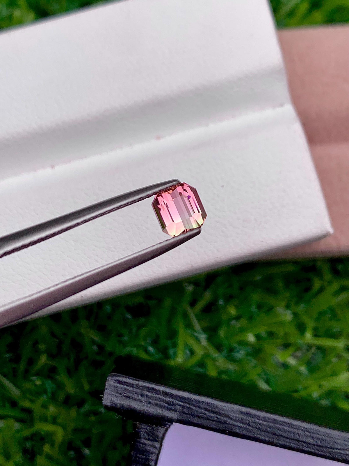 Bi-Color Tourmaline Gemstone: 0.75 CT Faceted Emerald Cut Stone