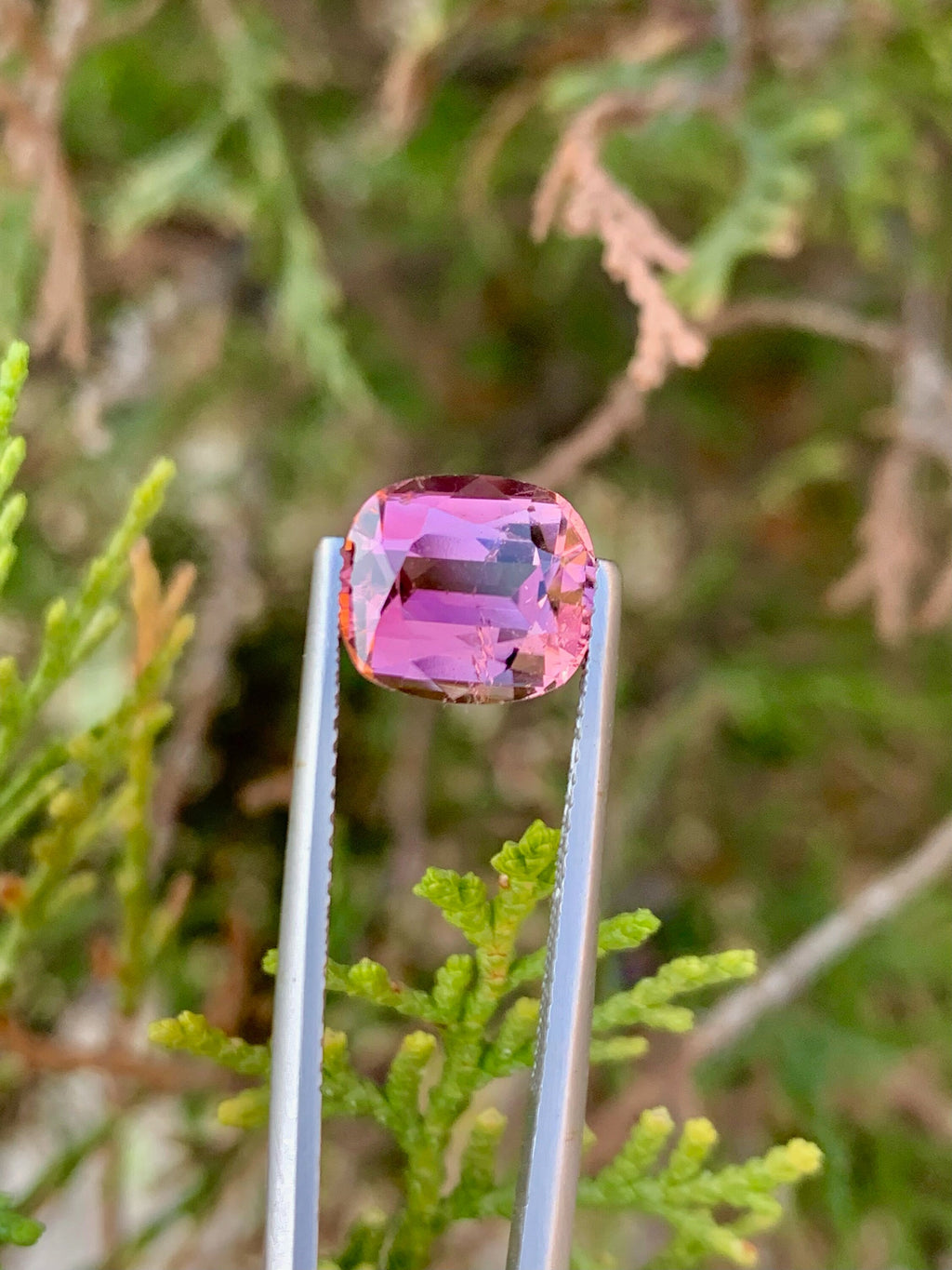Faceted Pink Tourmaline Gemstone: Loose Cushion Cut, 3.30 CT