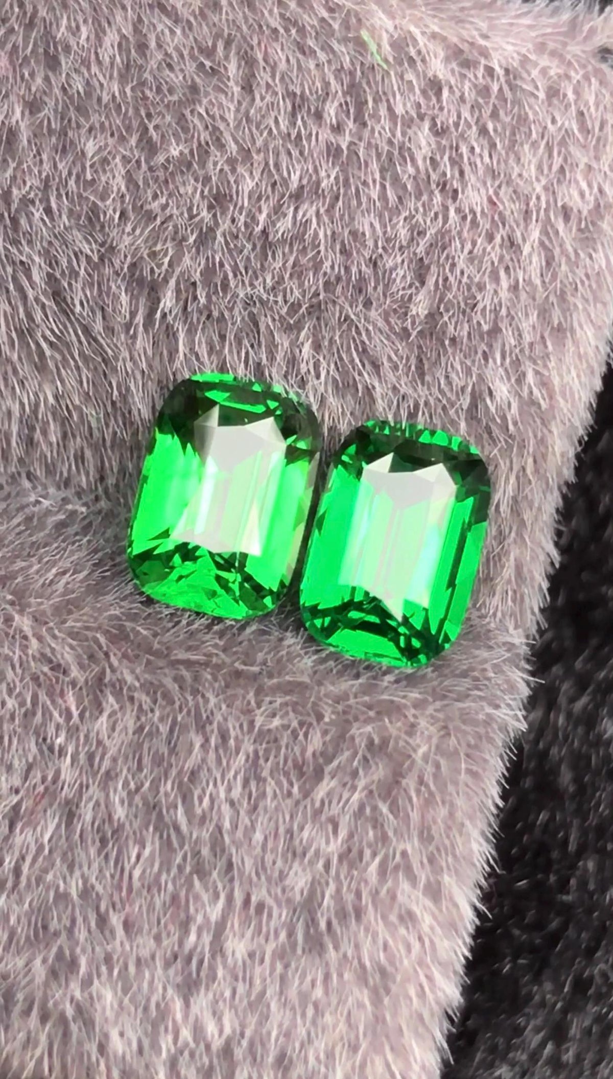Tsavorite Garnet Pair 2.04ct Cushion Cut Green Gemstones Tanzania Certified Matching Set