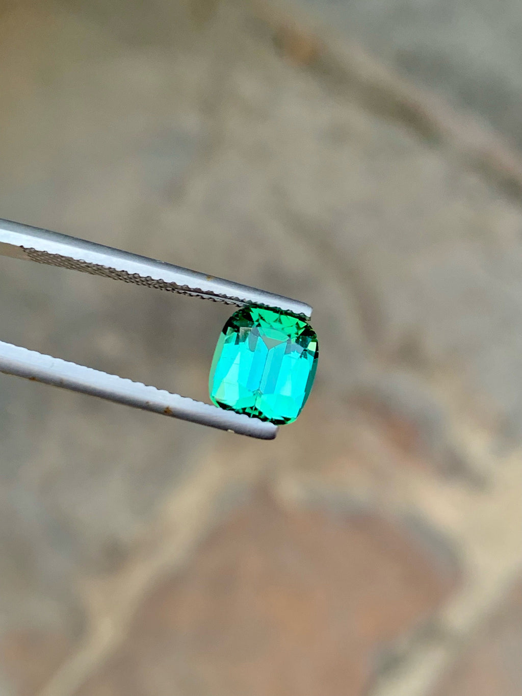 2 CT Bluish Green Tourmaline Gemstone: Cushion Cut, Afghanistan