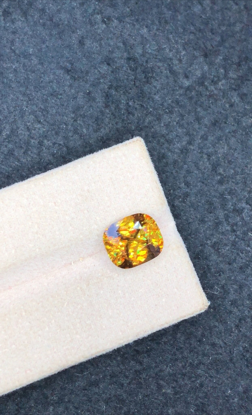Cushion Cut Sphene Gemstone: 3.05 CT Rare Titanite with Trichroism