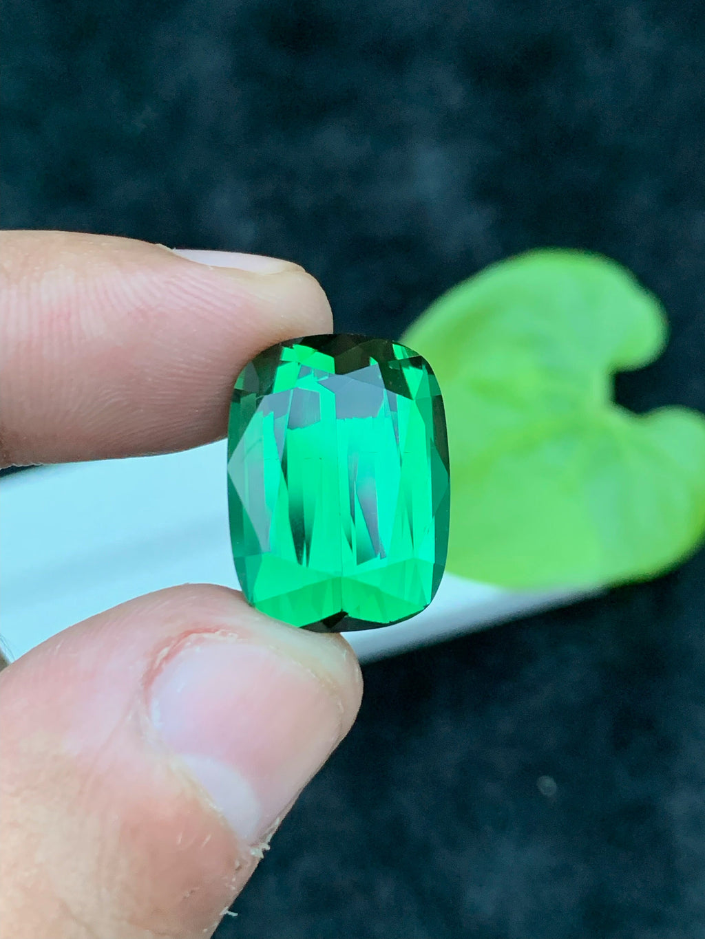 Green Tourmaline Gemstone: 17.75CT Faceted Cushion Cut, Afghanistan Origin