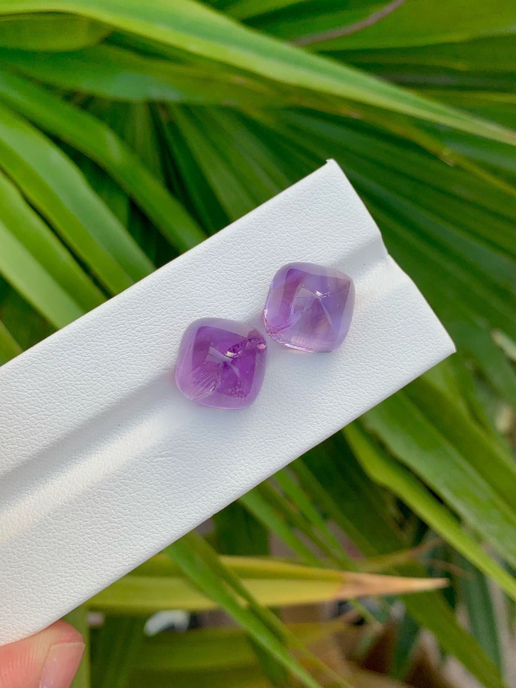 Amethyst Cabochon Pair: Deep Purple Sugarloaf Gemstones, 20.55 Carat