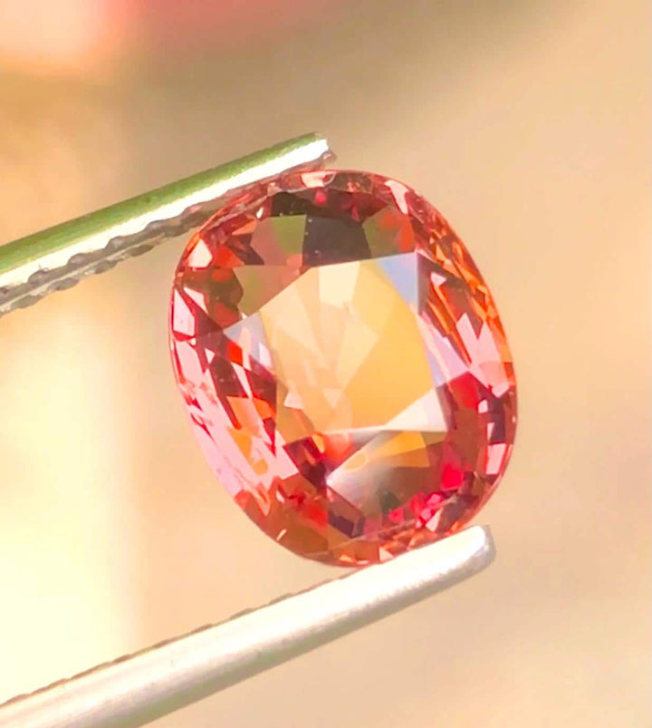 Natural Padparadscha Sapphire 2.07ct Oval Cut – Lively Peach-Pink Glow (GRS Certified)