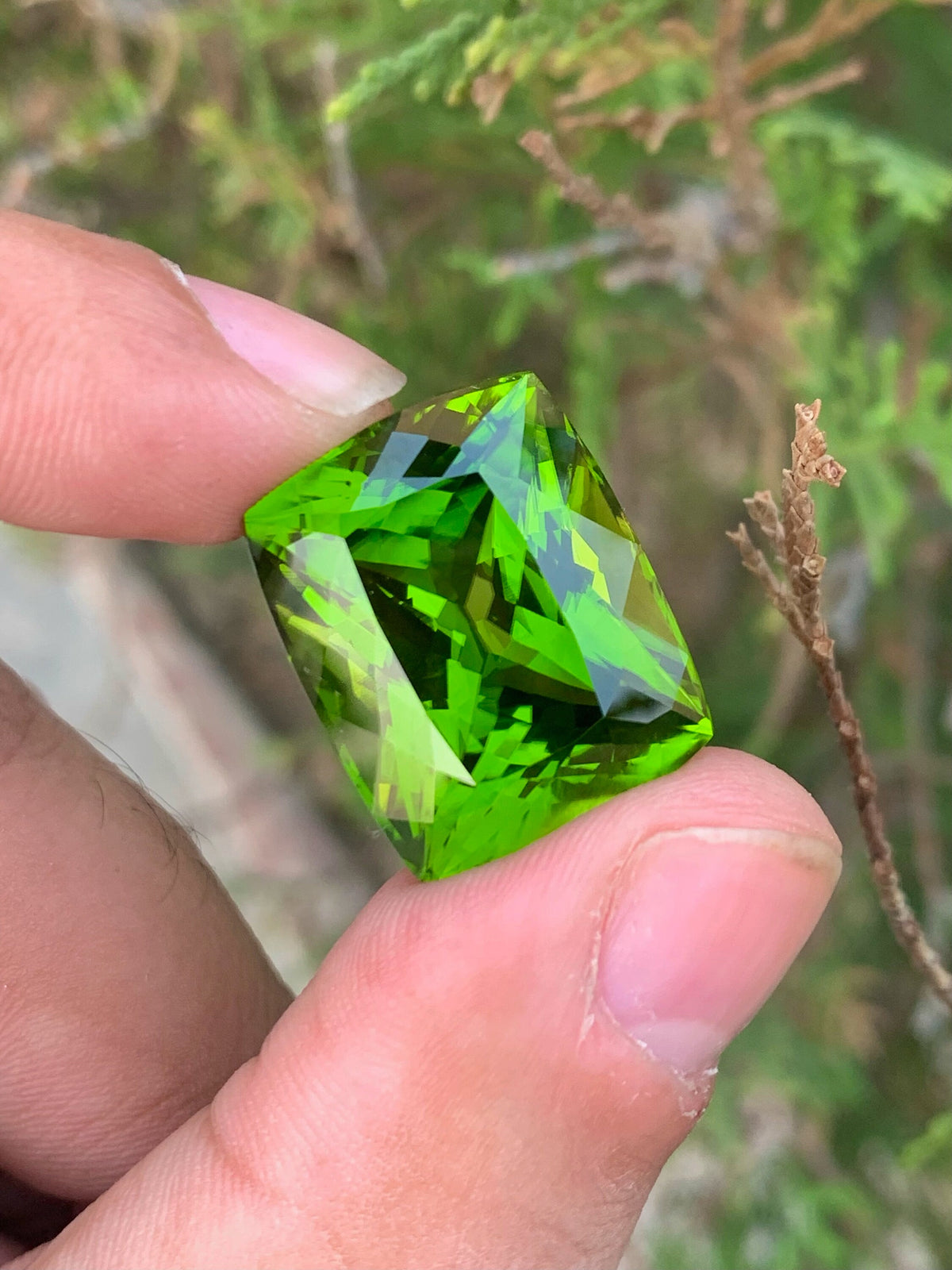 Lime Green Peridot Gemstone: 38.35 CT Round Cushion Cut, August Birthstone