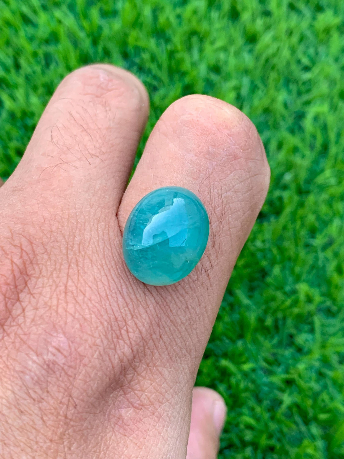 Grandidierite Gemstone Cabochon: Bluish Green, Rare Madagascar Stone, 13.80 Carats