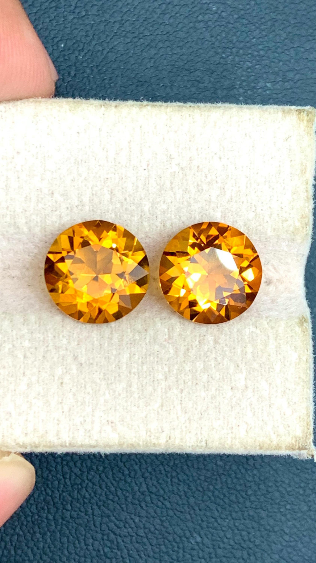 5.75 Carat Round Cut Citrine Pair: Natural Orange Gemstones for Earrings