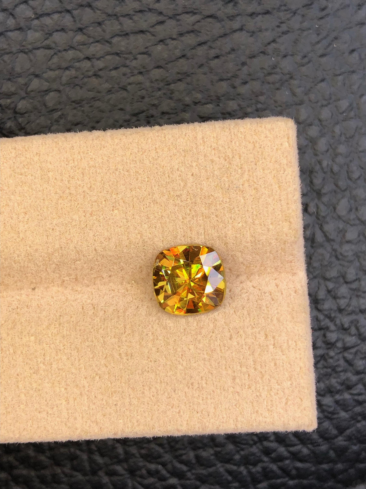 Cushion Cut Sphene Gemstone: 1.55 Carat Natural Titanite