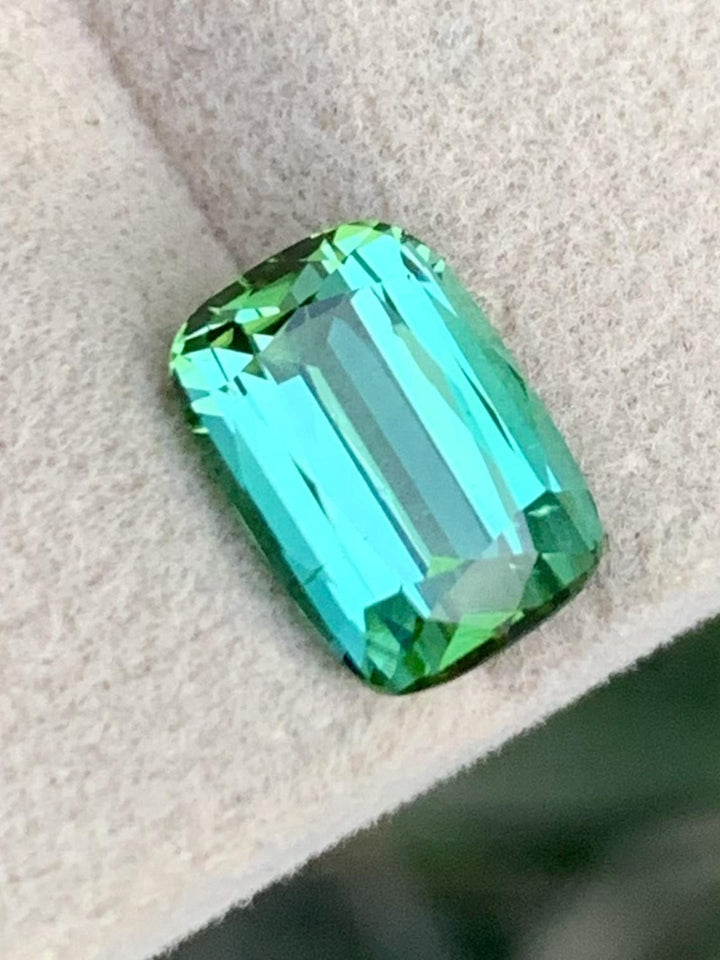 3.35 CT Blue Green Tourmaline Gemstone: Cushion Cut, Jaba Mine