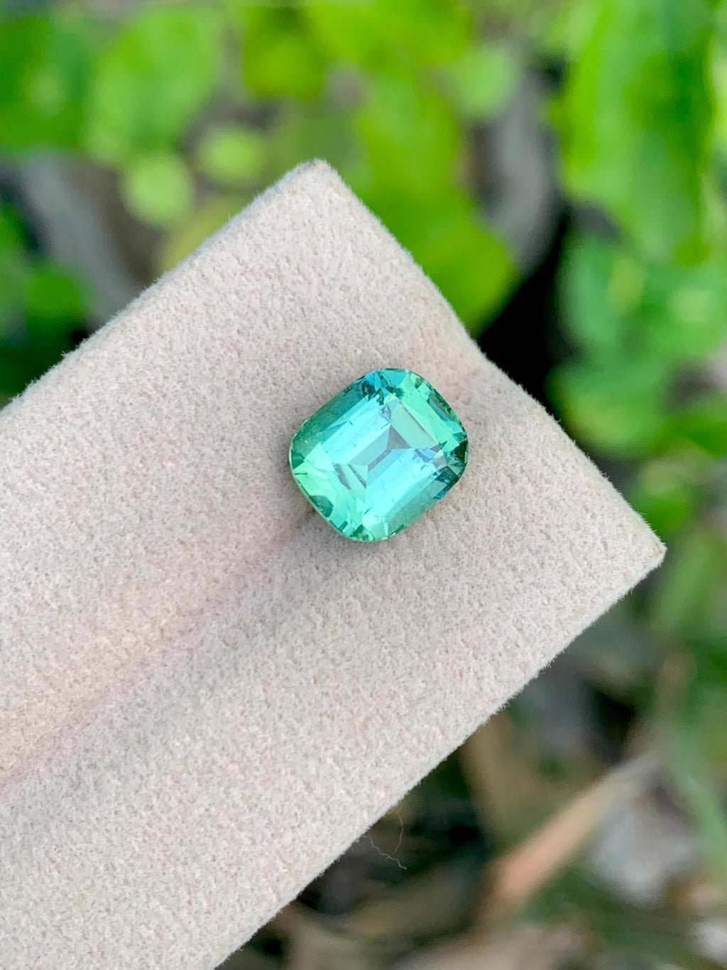 4 CT Bluish Green Tourmaline Gemstone: Cushion Cut, Afghanistan