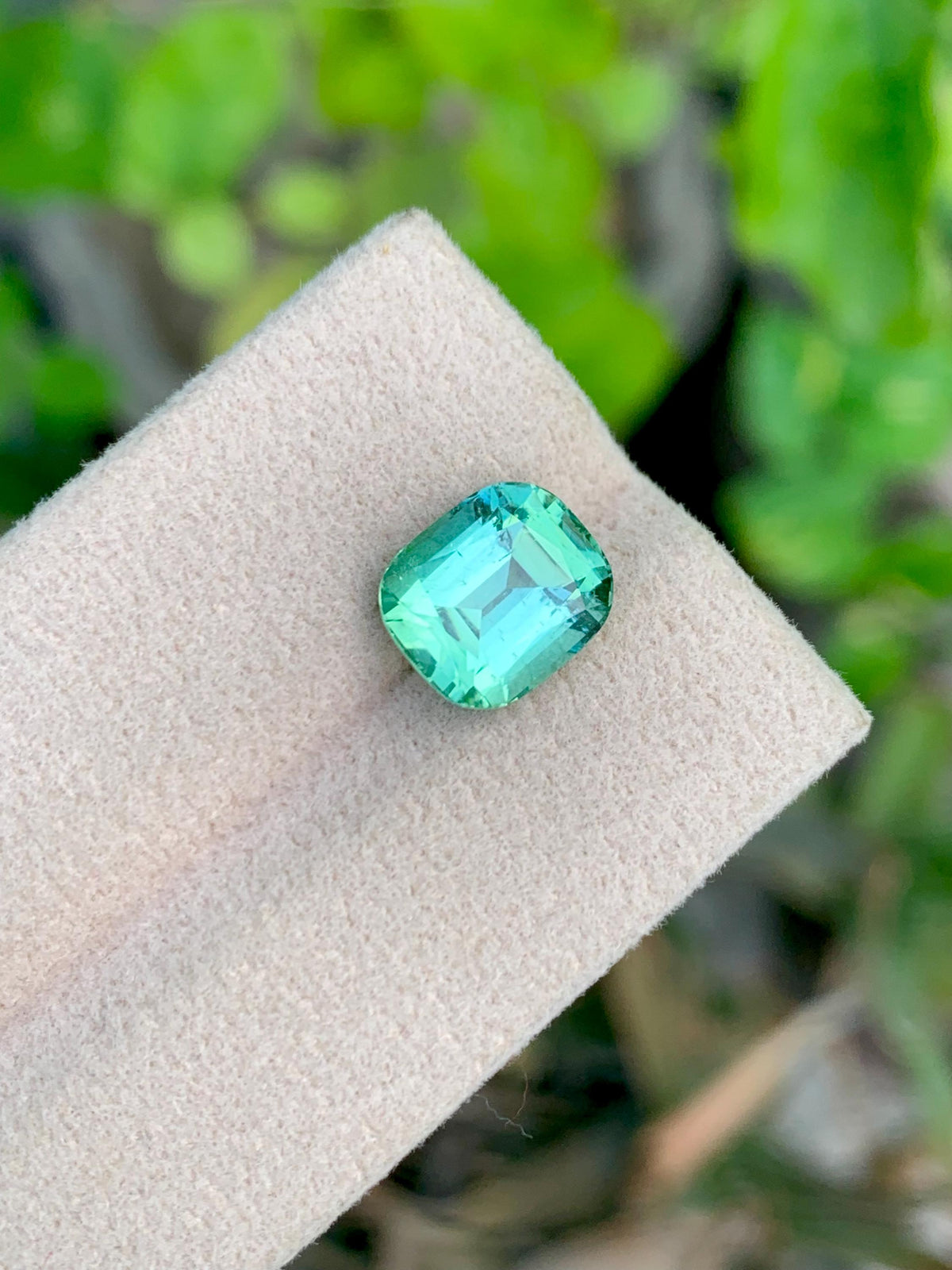 4 CT Bluish Green Tourmaline Gemstone: Cushion Cut, Afghanistan