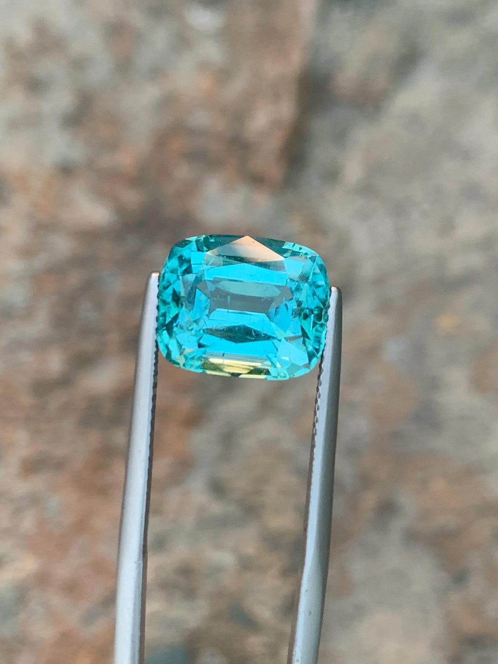 Blue Lagoon Tourmaline Stone: 7.90 CT Faceted Cushion Gemstone