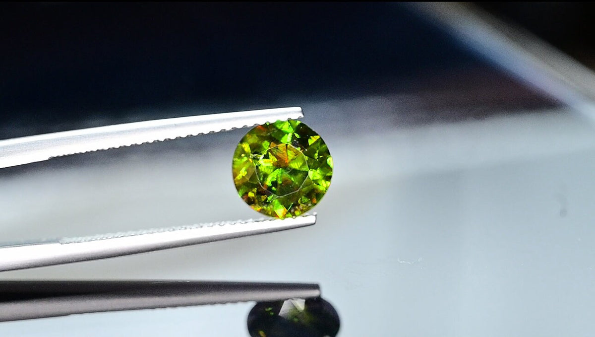 Ultra Fire Chrome Sphene Loose Gemstone Round Diamond Cut - 1.60 Carats