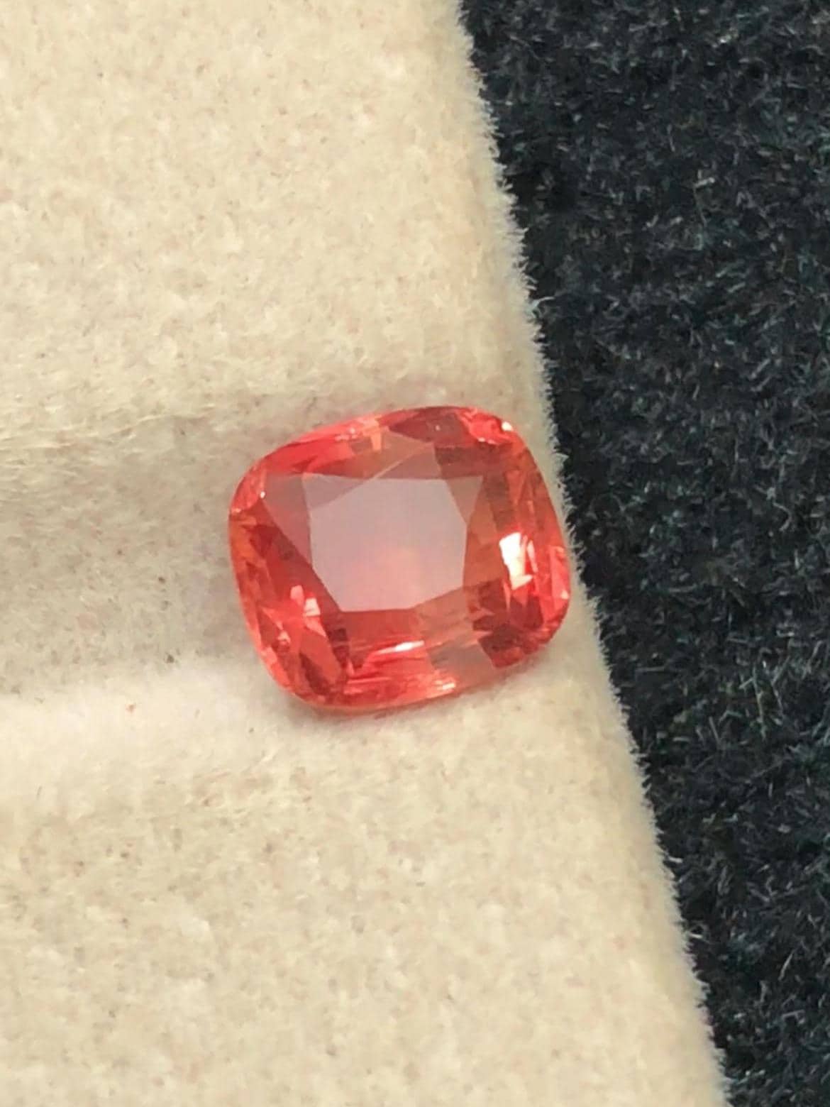 Padparadscha Sapphire 1.52ct Cushion Cut – Peach-Pink Radiance (GRS Certified)