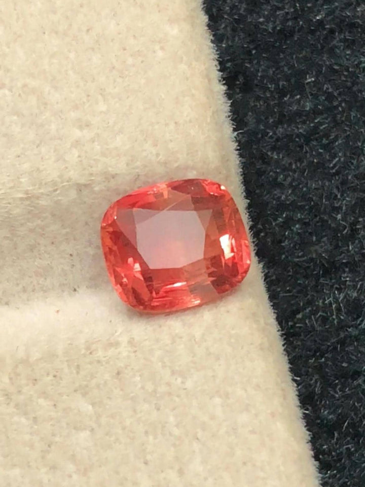 Padparadscha Sapphire 1.52ct Cushion Cut – Peach-Pink Radiance (GRS Certified)