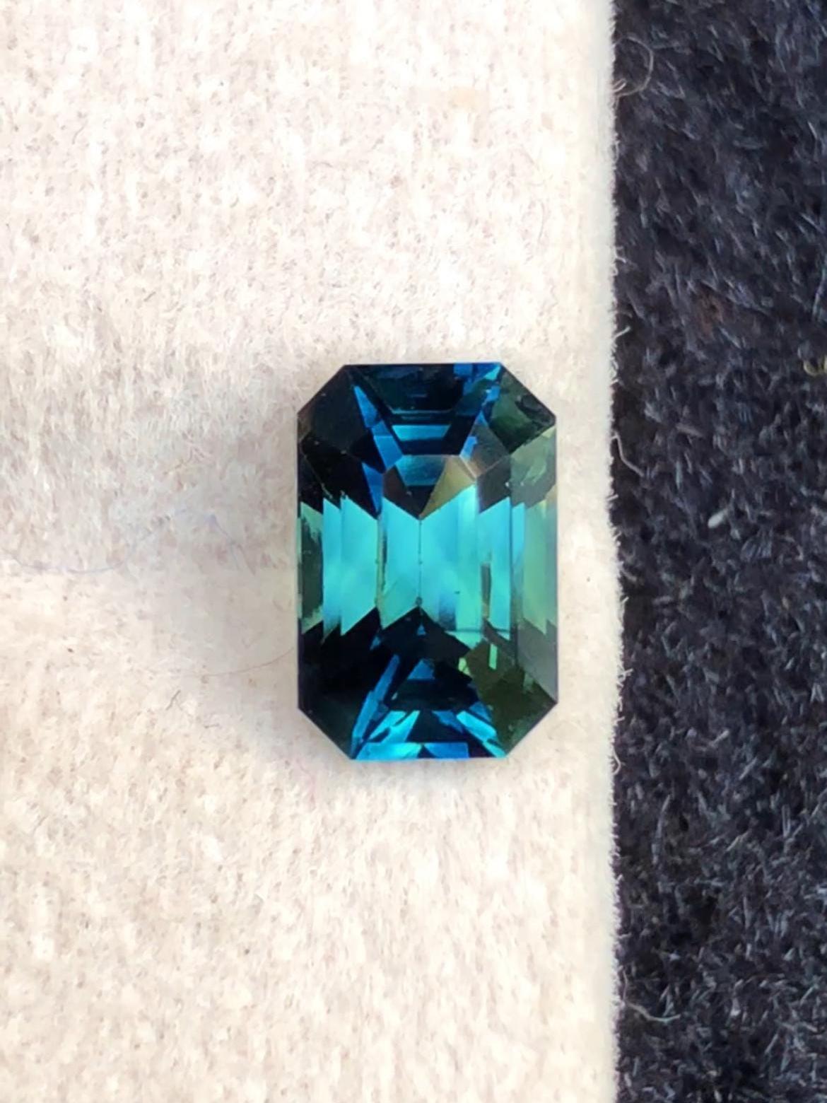 Teal Sapphire 1.67ct Octagonal Cut from Madagascar – Certified