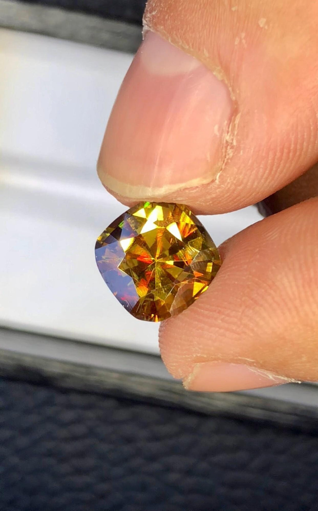 3.50 CT Cushion Cut Sphene Gemstone: Yellow/Red/Orange Titanite