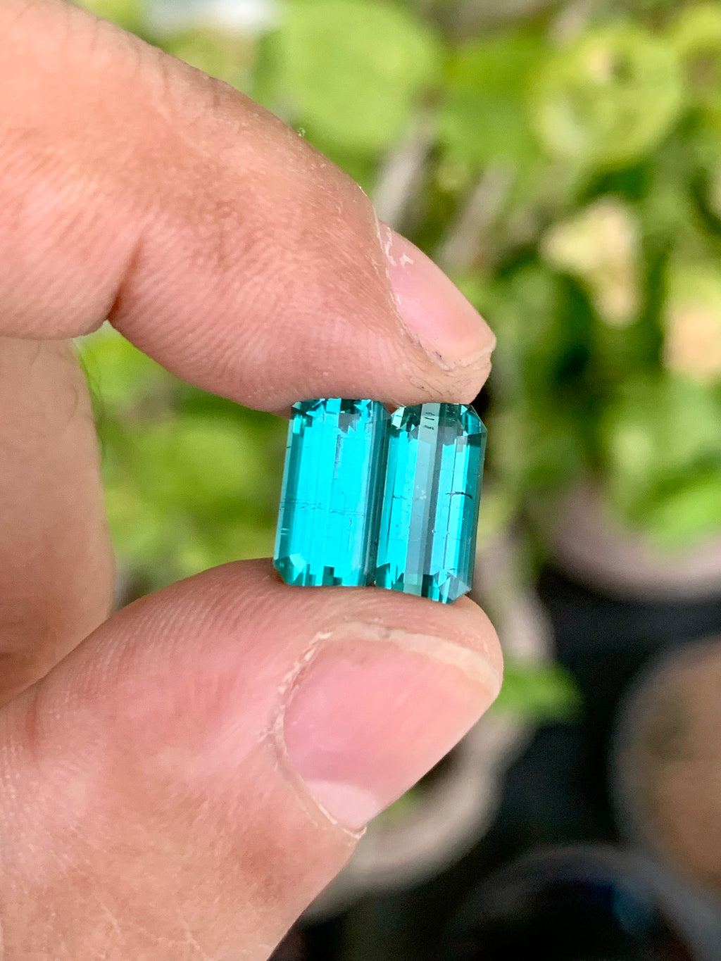 Blue Lagoon Tourmaline Pair: Faceted Emerald Cut, October Birthstone