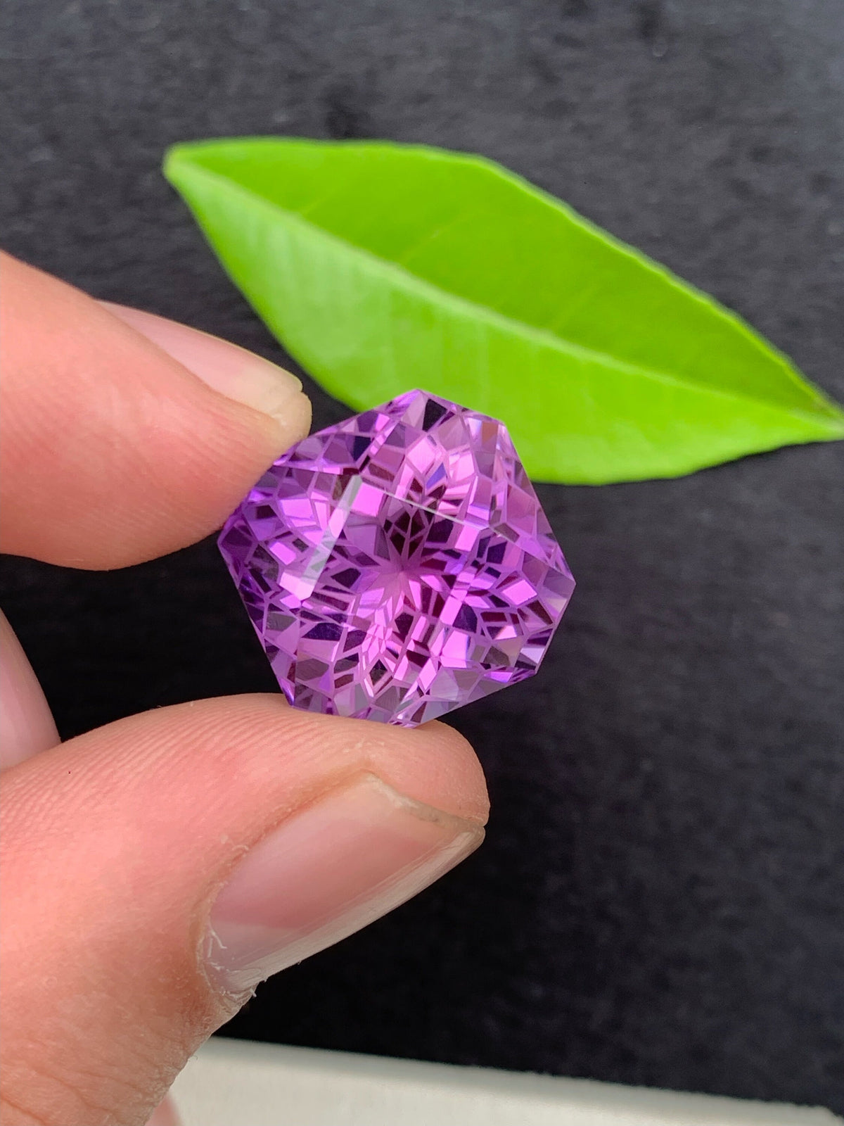 Square Precision Flower Cut Amethyst Loose Gemstone - 31 Carats