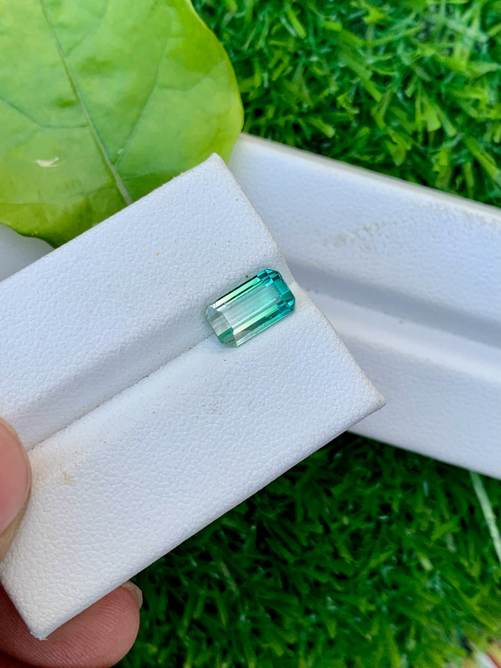 Bi-Color Tourmaline Gemstone: Emerald Cut, Blue/Green, Afghanistan (8.5x4x3 MM)
