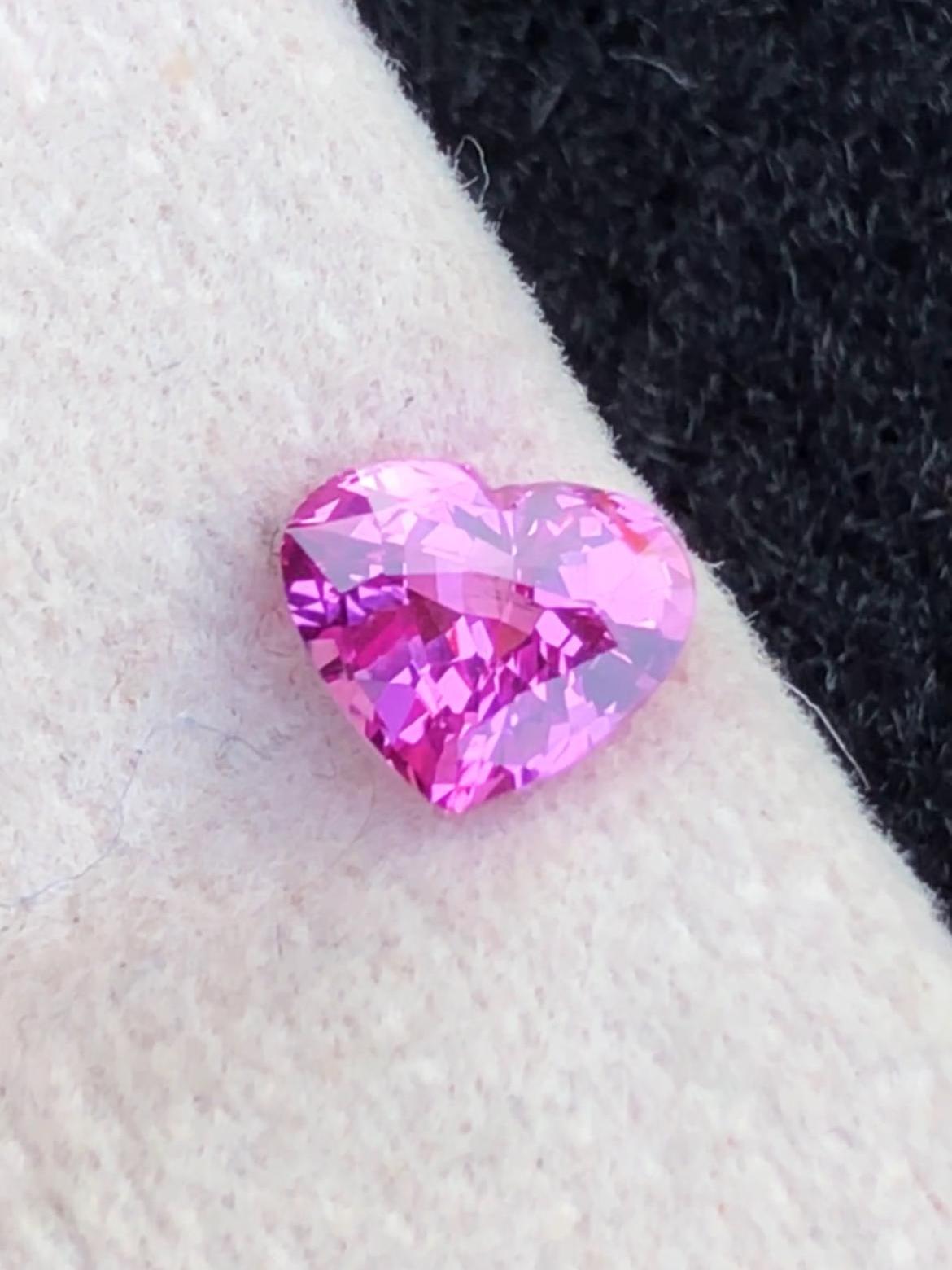 Pink Sapphire 1.07ct Heart Cut Madagascar Certified No-Heat