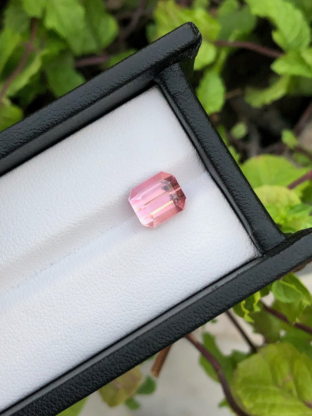 Natural Bi-Color Tourmaline Gemstone: Flamingo Pink & Hawks Blue, Emerald Cut (8.6x7.3x6.6 MM)