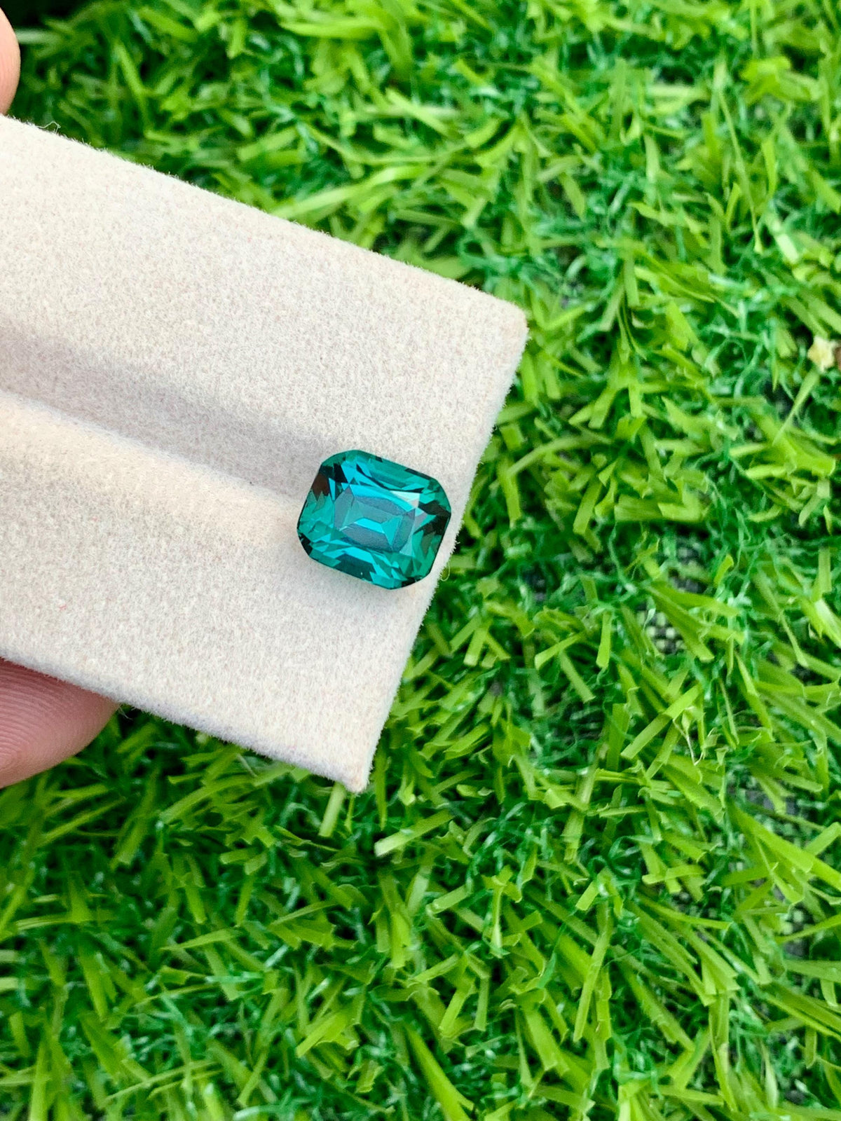 3.75 CT Lagoon Tourmaline Gemstone: Cushion Cut, VVS Clarity
