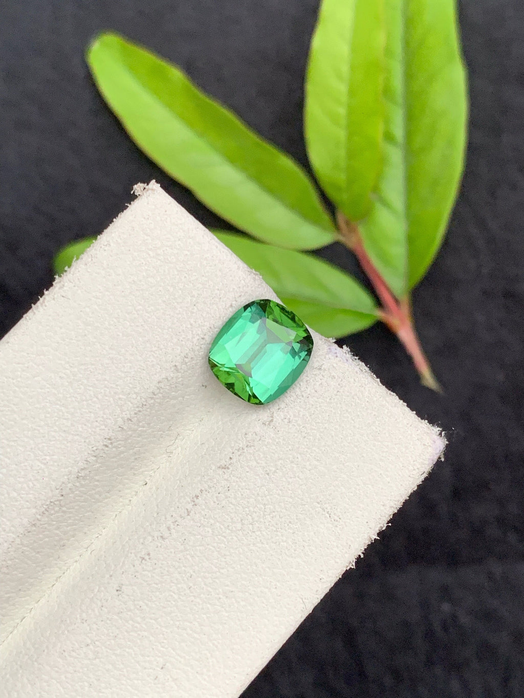 Cushion Cut Bluish Green Tourmaline Gemstone - 1.45 Carat