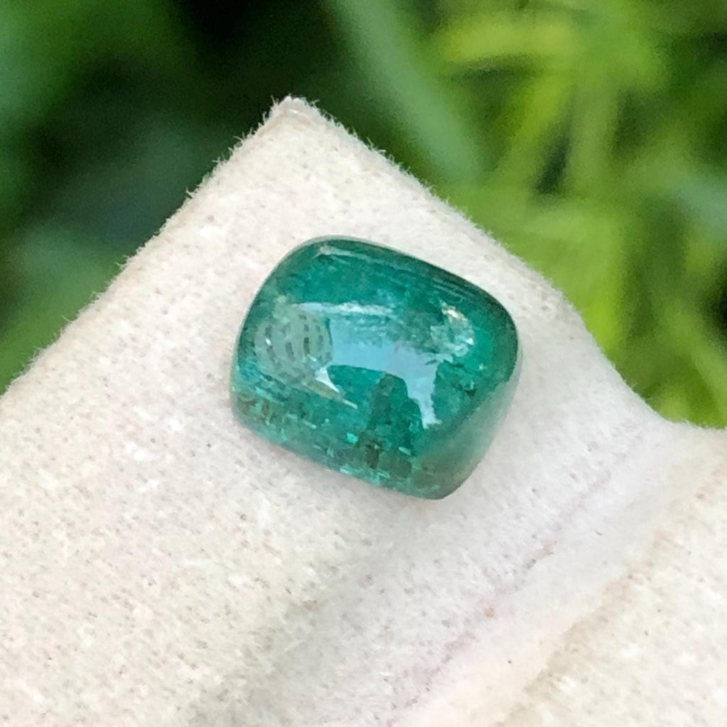 Green Tourmaline Cabochon 3.15 Carat – Elongated Oval Cut from Afghanistan