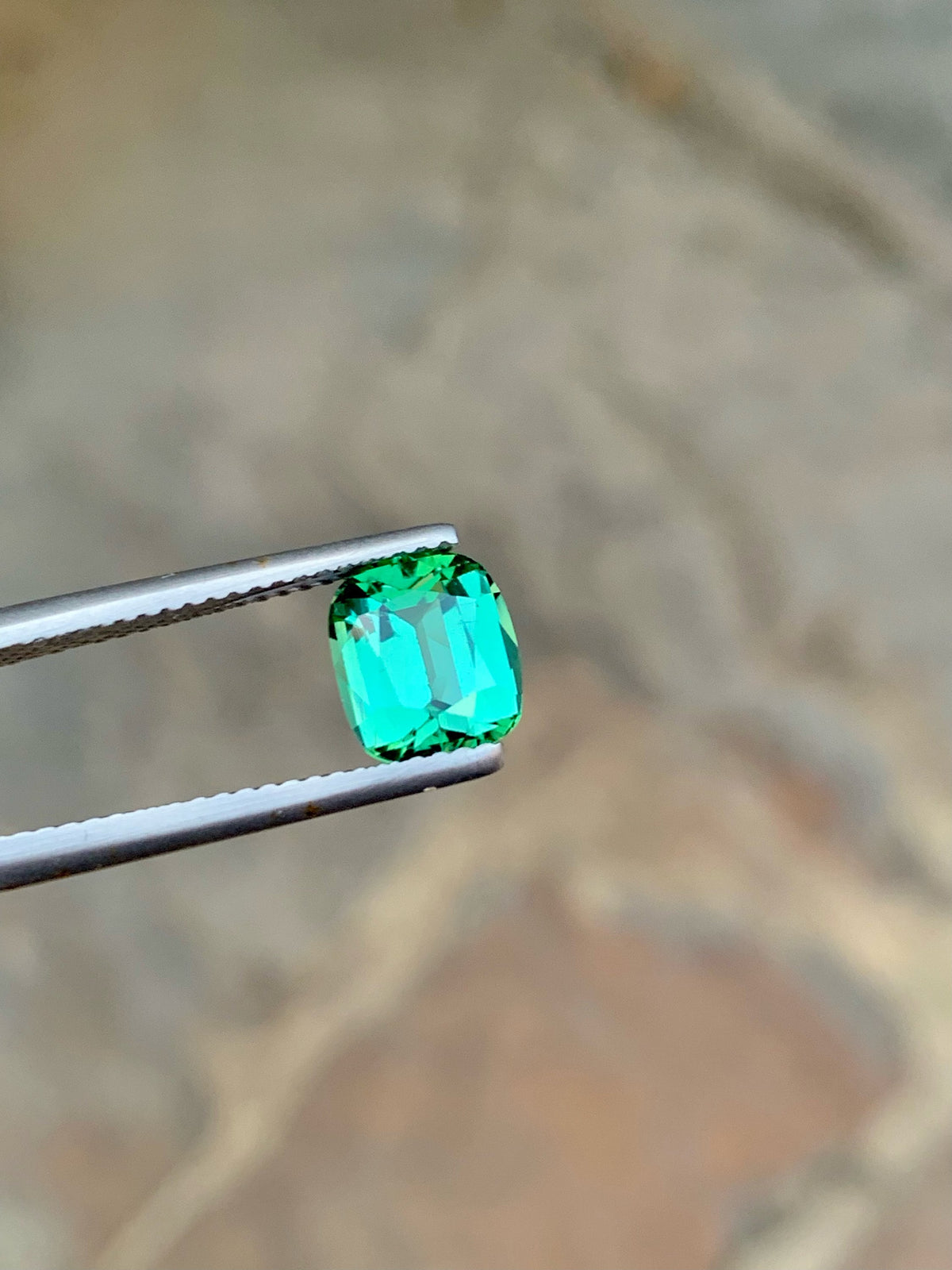 2 CT Bluish Green Tourmaline Gemstone: Cushion Cut, Afghanistan