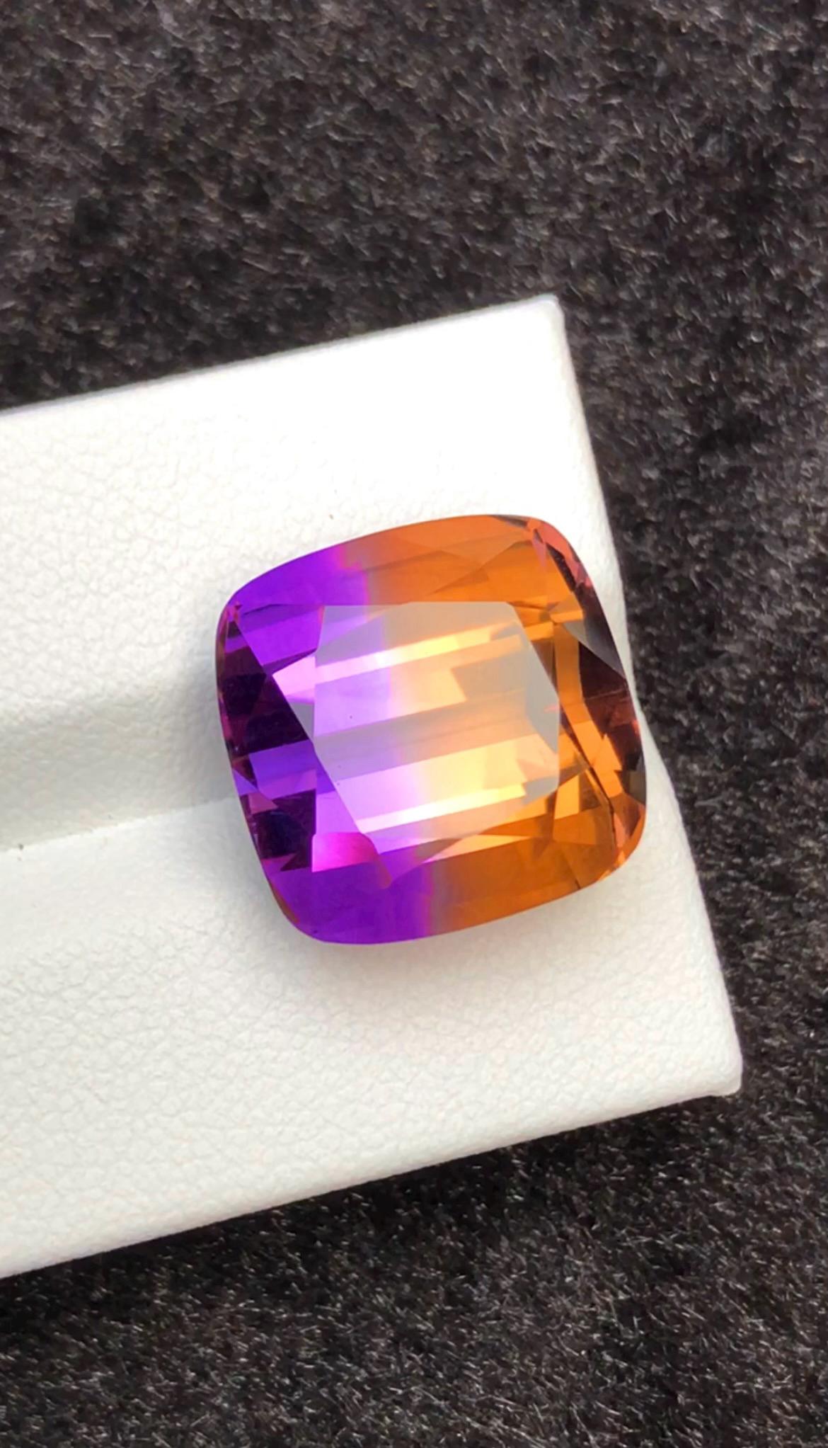 Bi-Color Ametrine 17.35 Ct Cushion Cut – Gemstone from Brazil