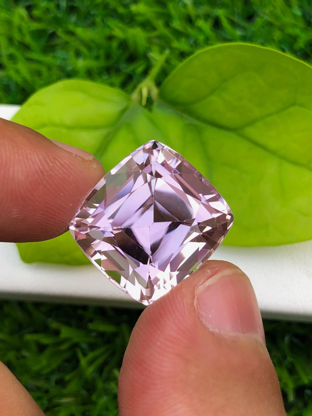 Peach Pink Kunzite Gemstone: Faceted Cushion Cut, 26.25 CT