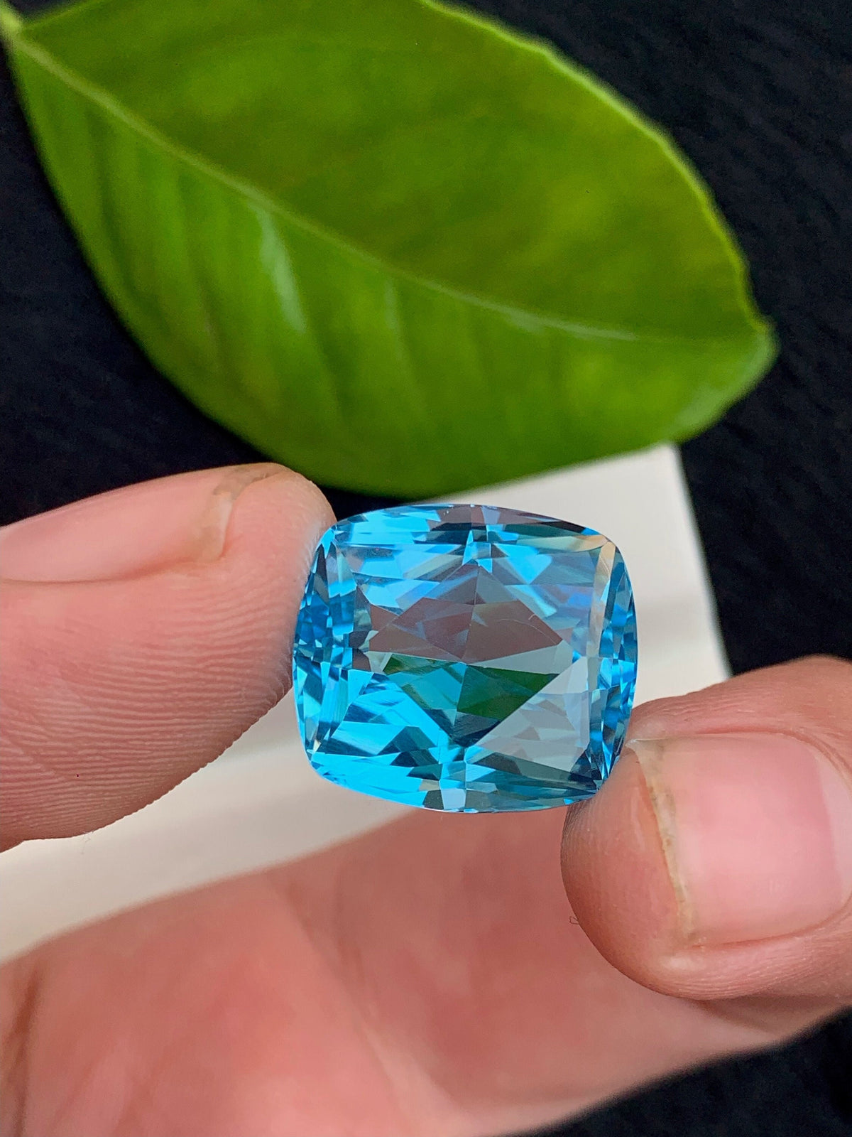 27 CT Swiss Blue Topaz Gemstone: Cushion Cut Faceted Stone