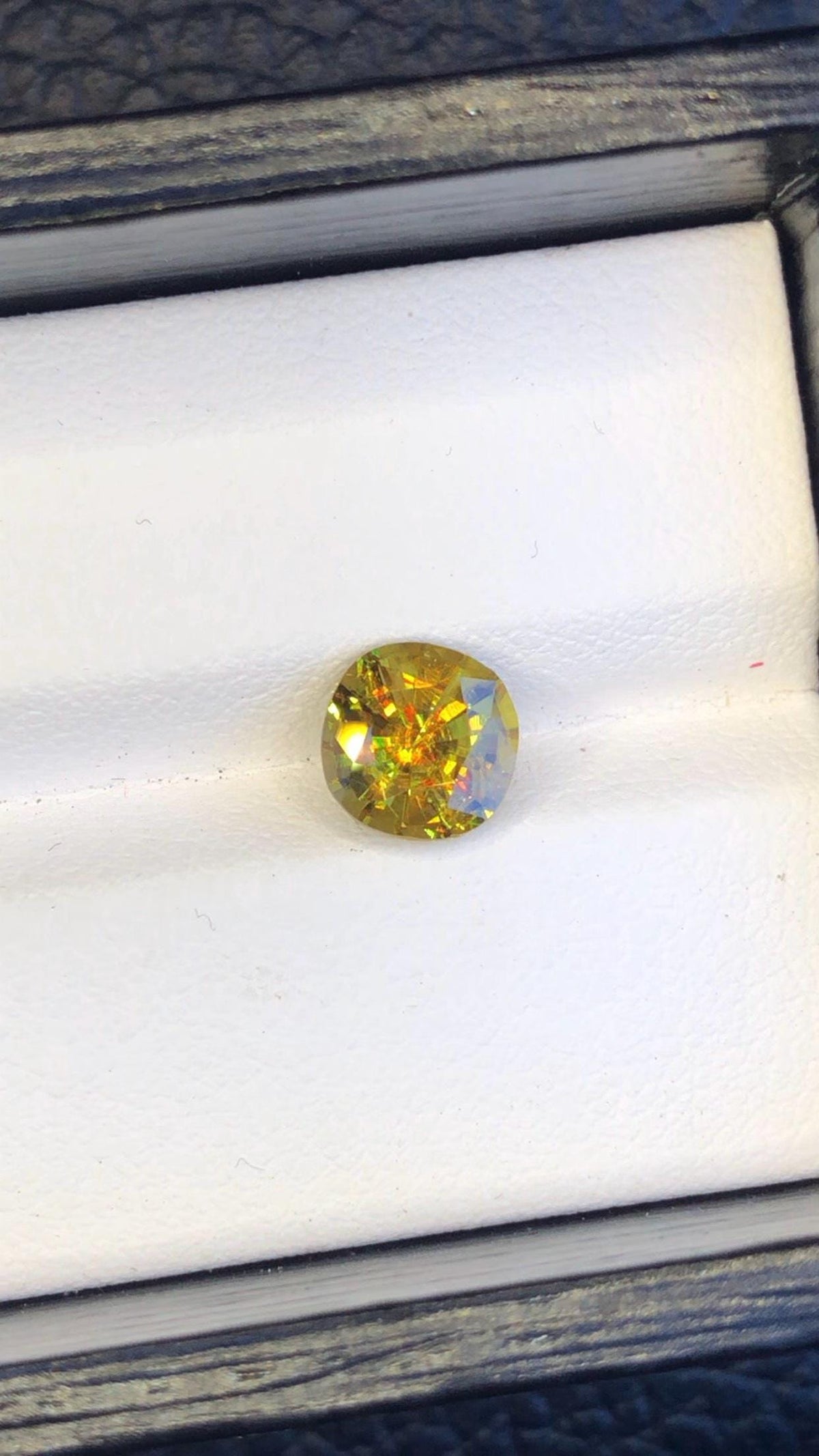 Natural Fire Sphene Gemstone: Round Faceted Titanite, 1.95 CT