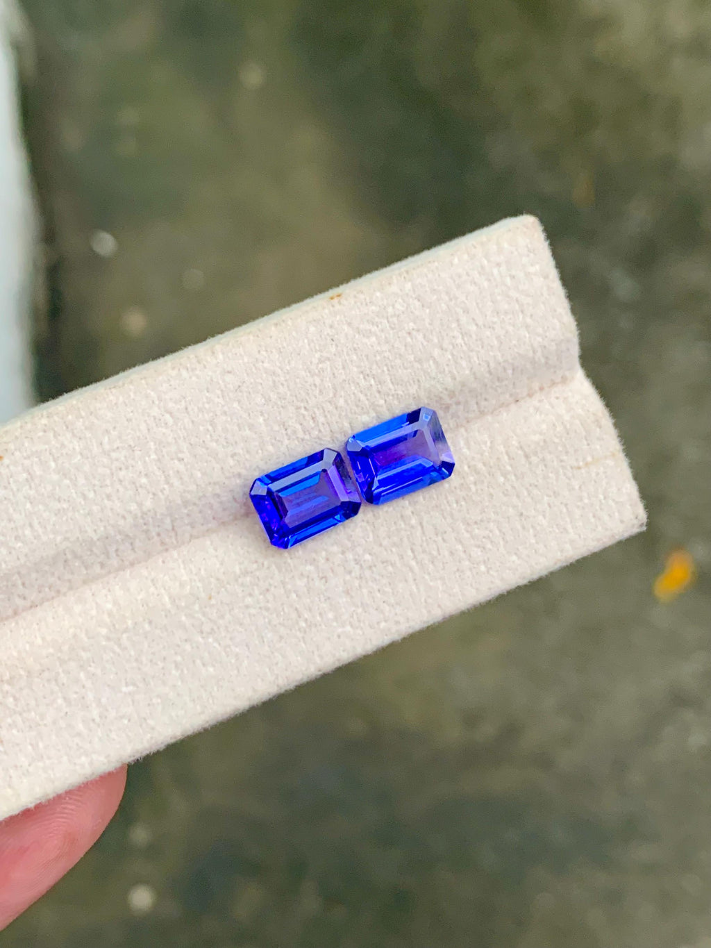 Emerald Cut Tanzanite Gemstone Pair: Natural Blue D Block, 4.79 Carat