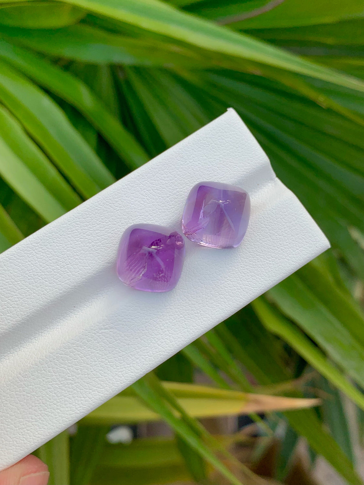 Amethyst Cabochon Pair: Deep Purple Sugarloaf Gemstones, 20.55 Carat